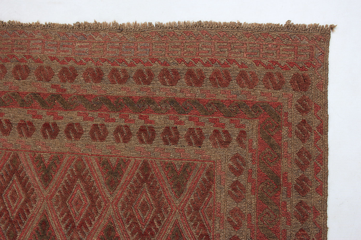 Brown Handmade Mashwani Afghan Rug Rectangular