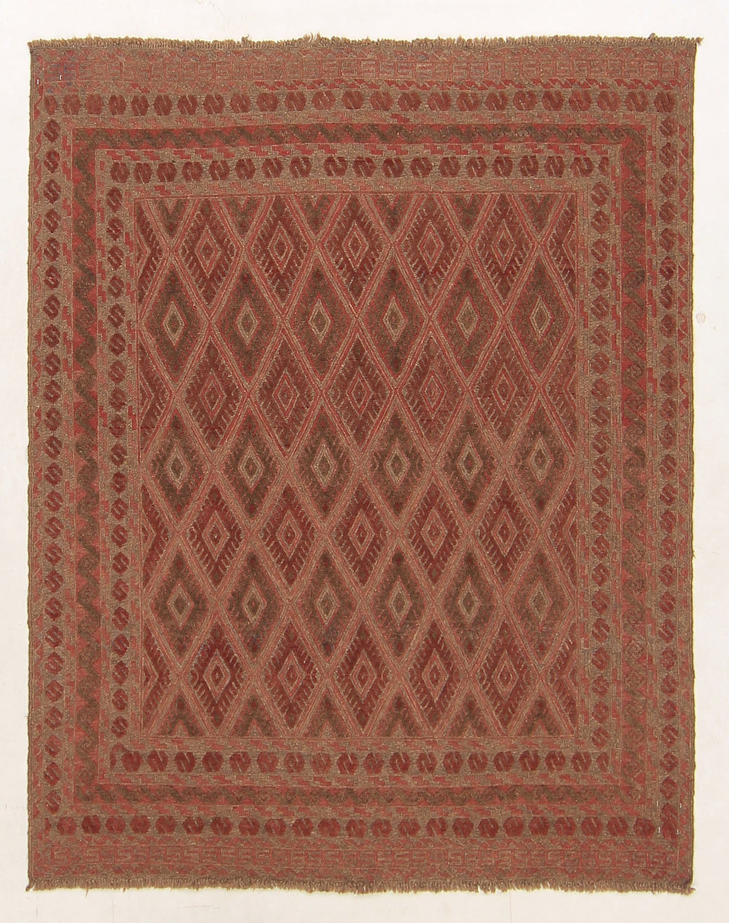 Brown Handmade Mashwani Afghan Rug Rectangular