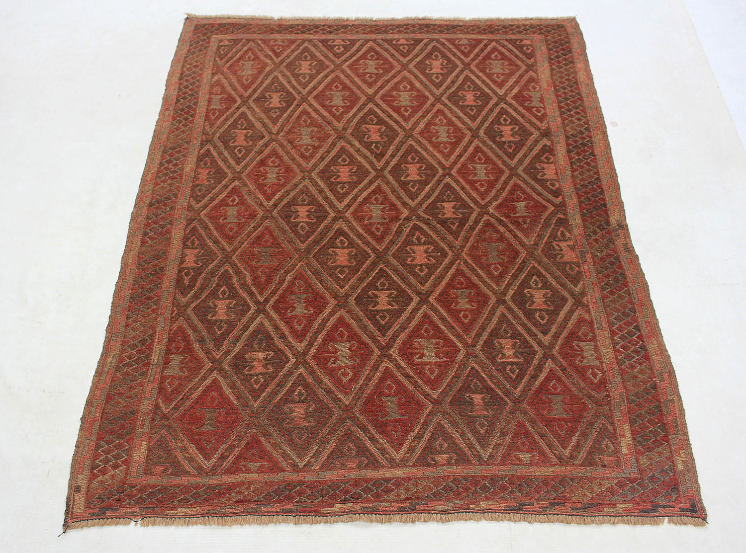 4' 6" x 6' 6 Brown Handmade Mashwani Afghan Rug Rectangular