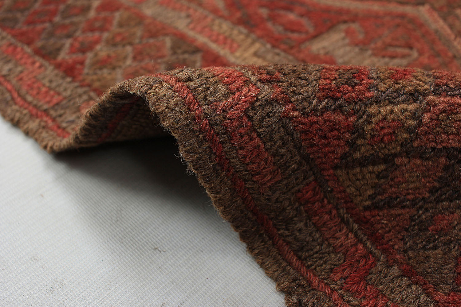 4' 6" x 6' 6 Brown Handmade Mashwani Afghan Rug Rectangular