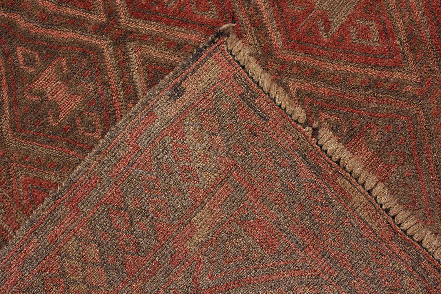 4' 6" x 6' 6 Brown Handmade Mashwani Afghan Rug Rectangular