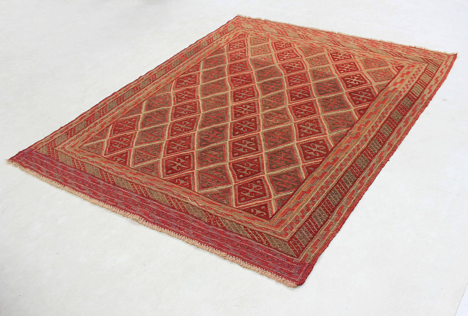 Brown Handmade Mashwani Afghan Rug Rectangular