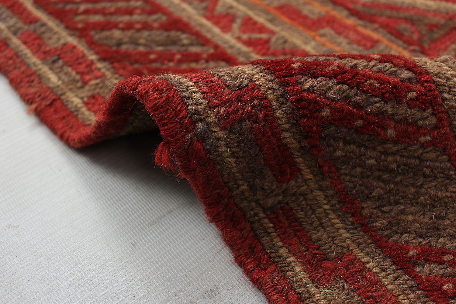 Brown Handmade Mashwani Afghan Rug Rectangular