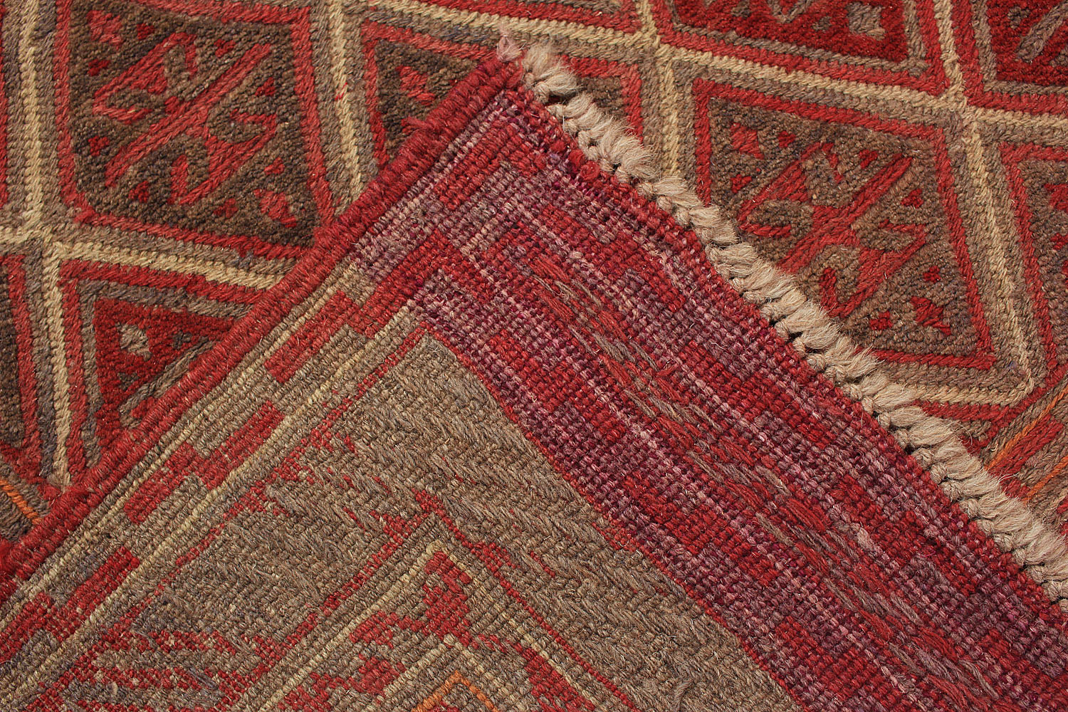 Brown Handmade Mashwani Afghan Rug Rectangular