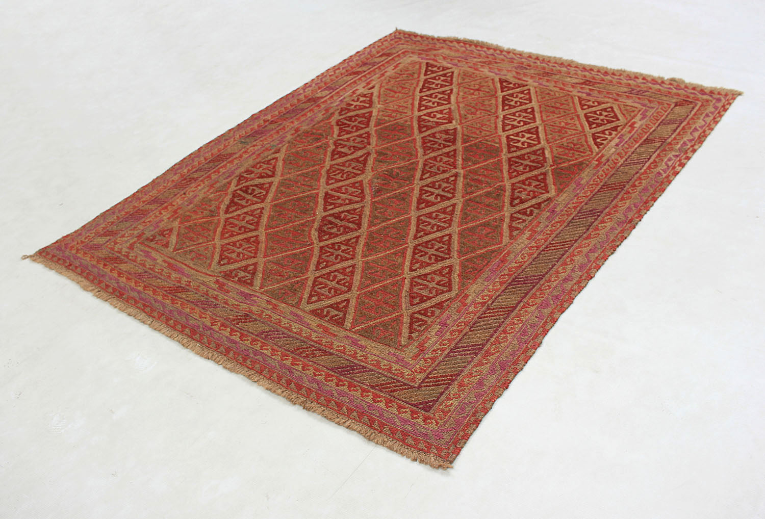 Brown Handmade Mashwani Afghan Rug Rectangular