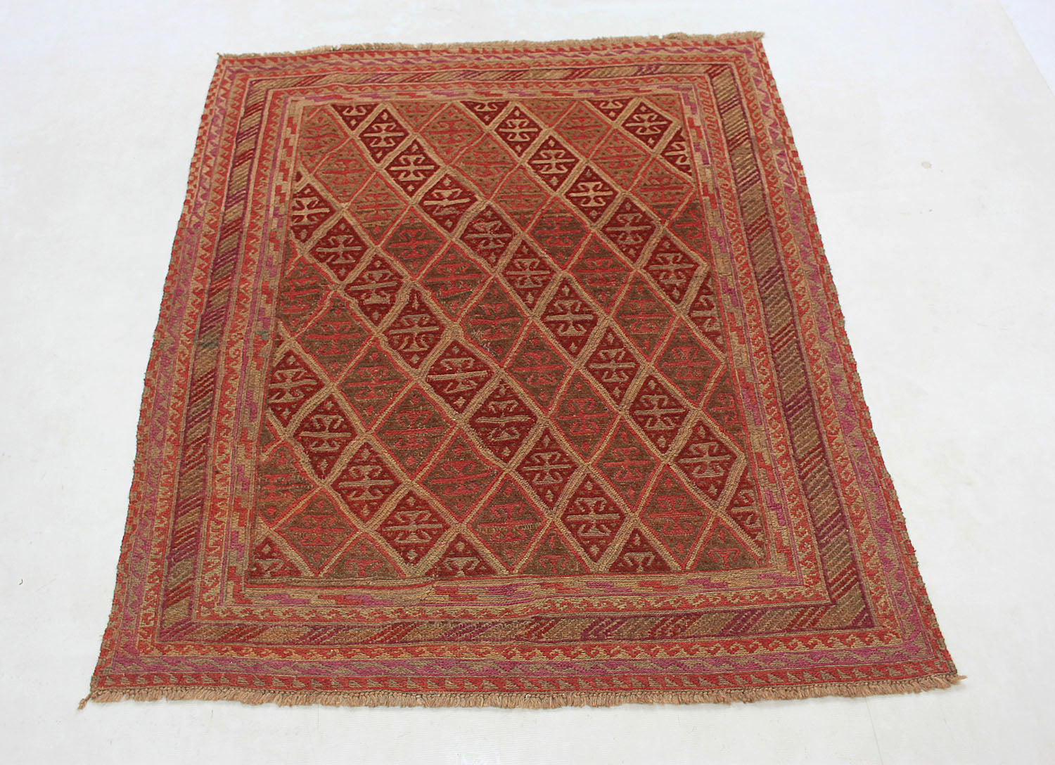 Brown Handmade Mashwani Afghan Rug Rectangular