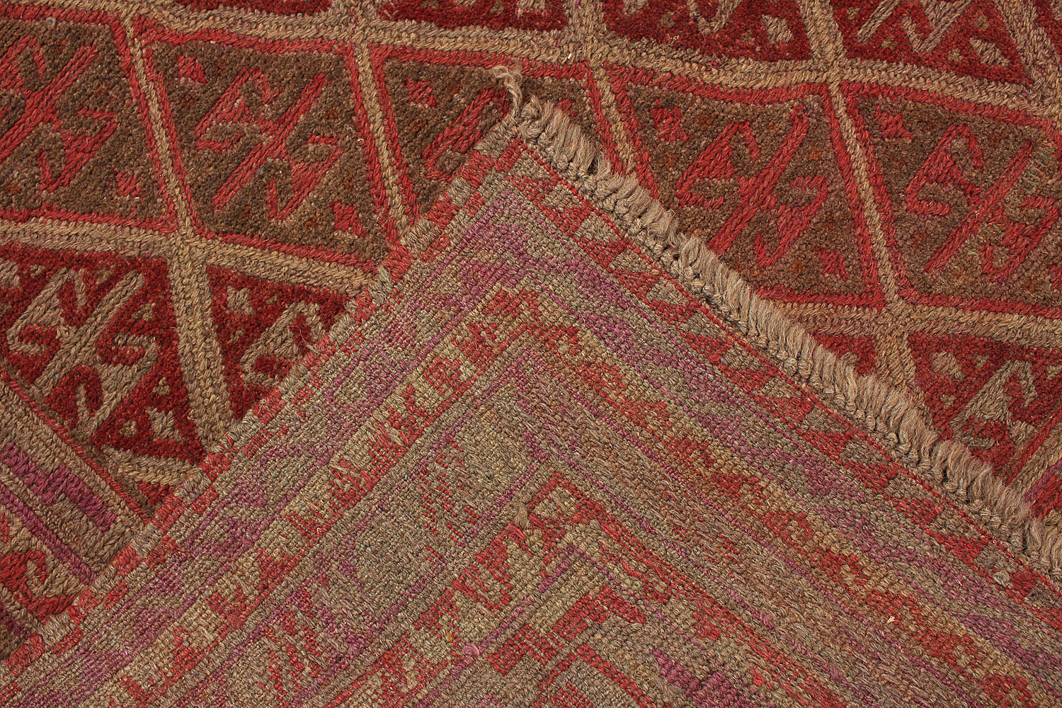 Brown Handmade Mashwani Afghan Rug Rectangular
