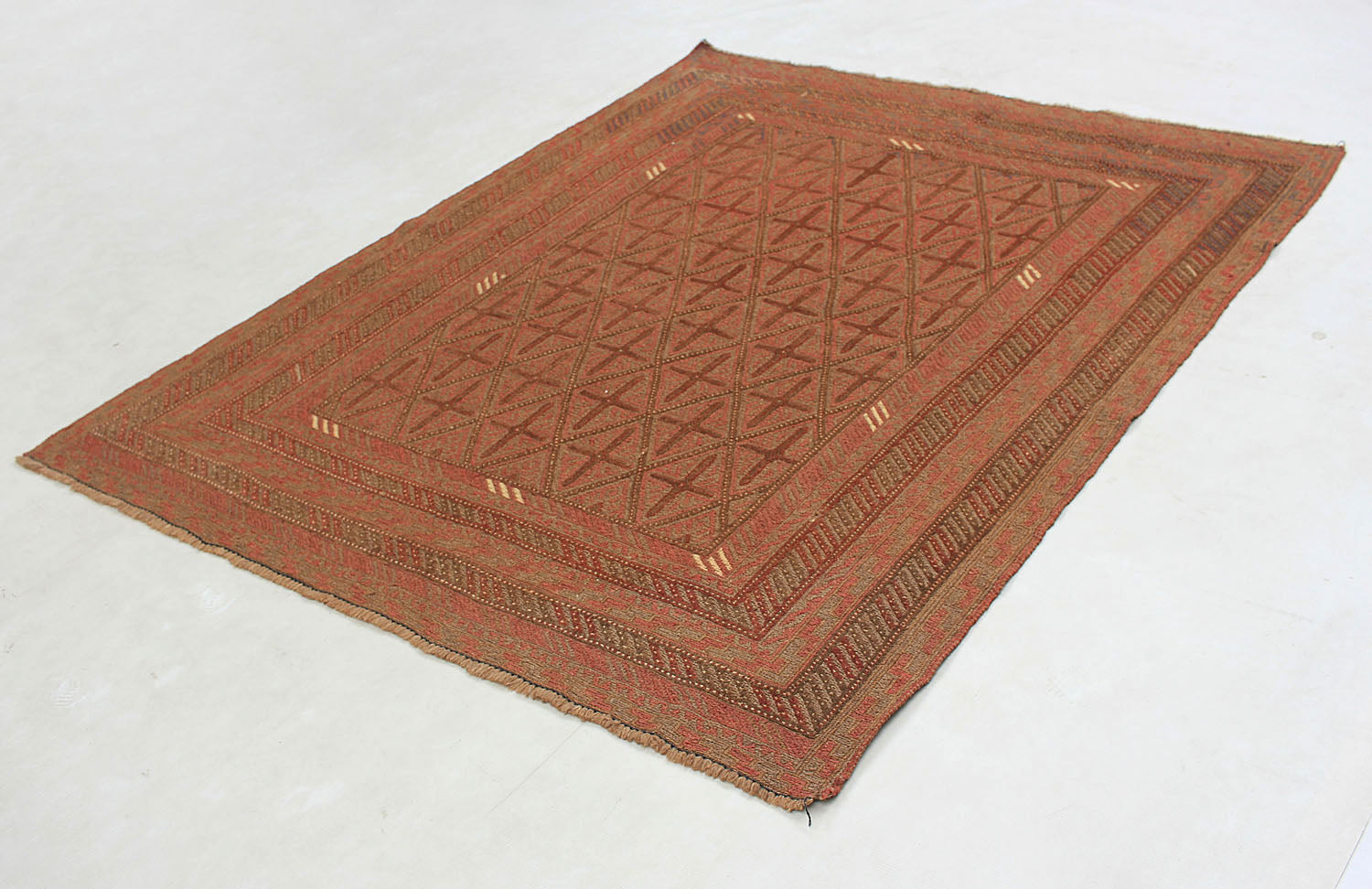 Brown Handmade Mashwani Afghan Rug Rectangular
