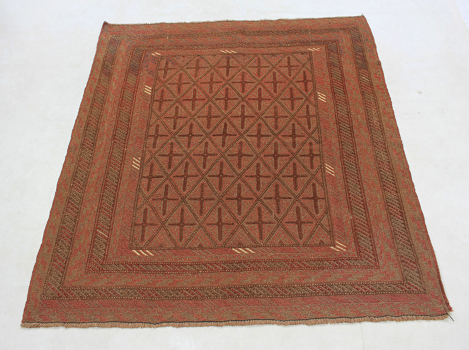 Brown Handmade Mashwani Afghan Rug Rectangular