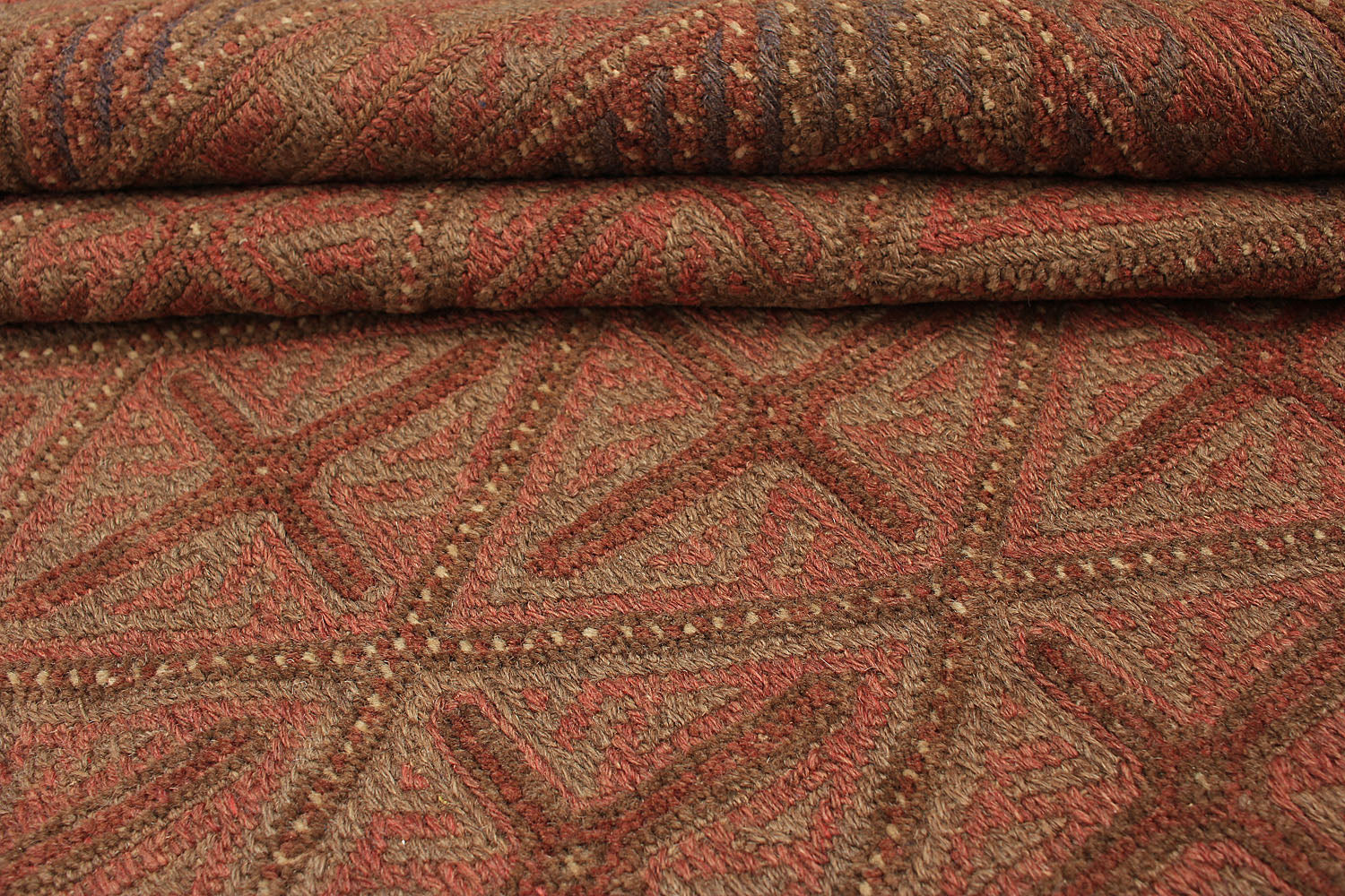 Brown Handmade Mashwani Afghan Rug Rectangular