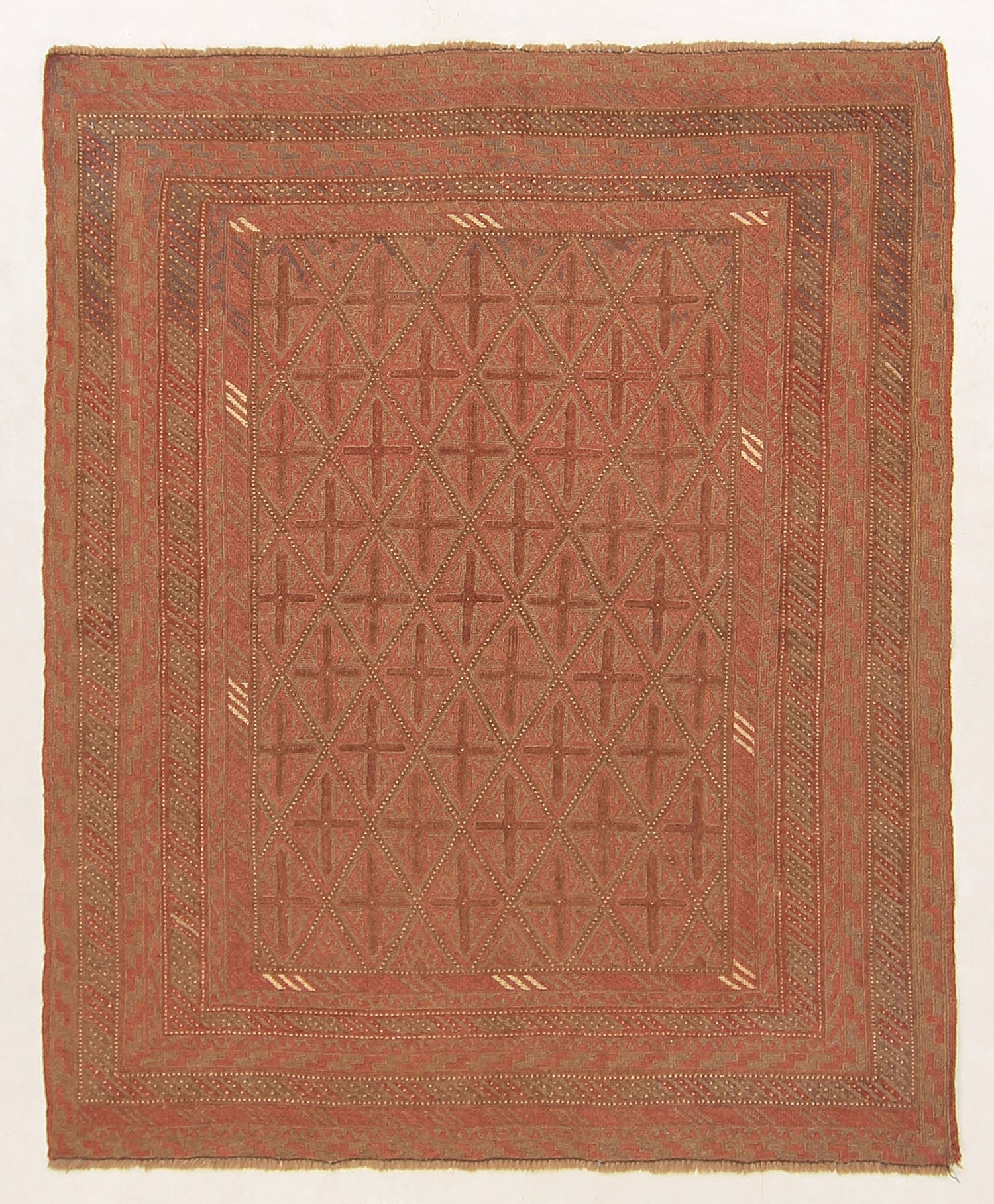 Brown Handmade Mashwani Afghan Rug Rectangular