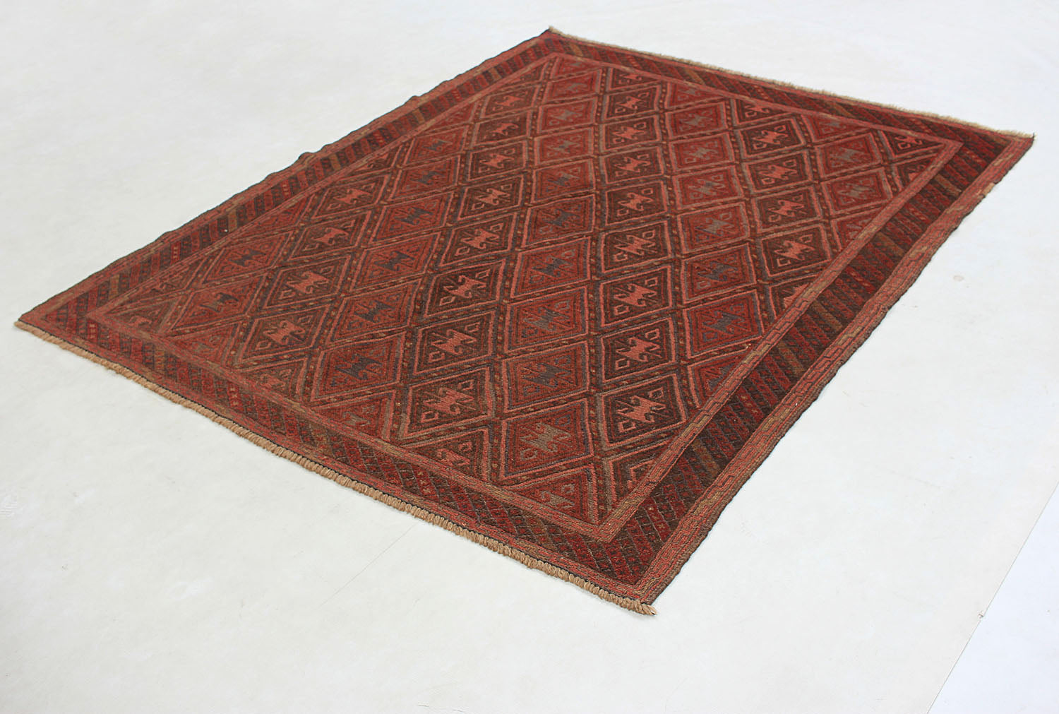 Brown Handmade Mashwani Afghan Rug Rectangular