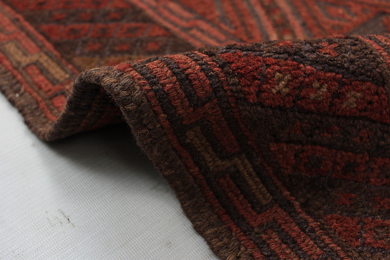 Brown Handmade Mashwani Afghan Rug Rectangular