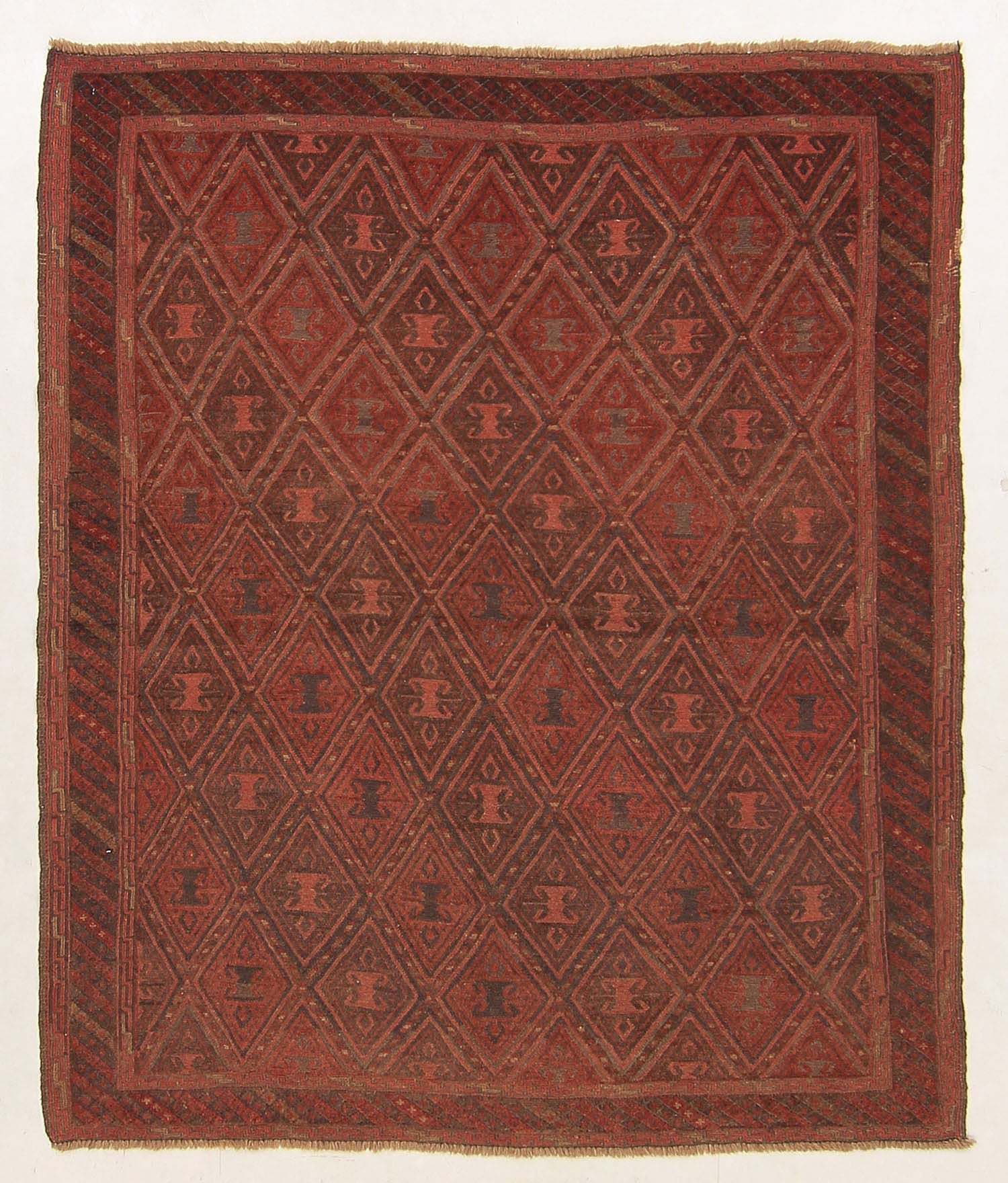 Brown Handmade Mashwani Afghan Rug Rectangular