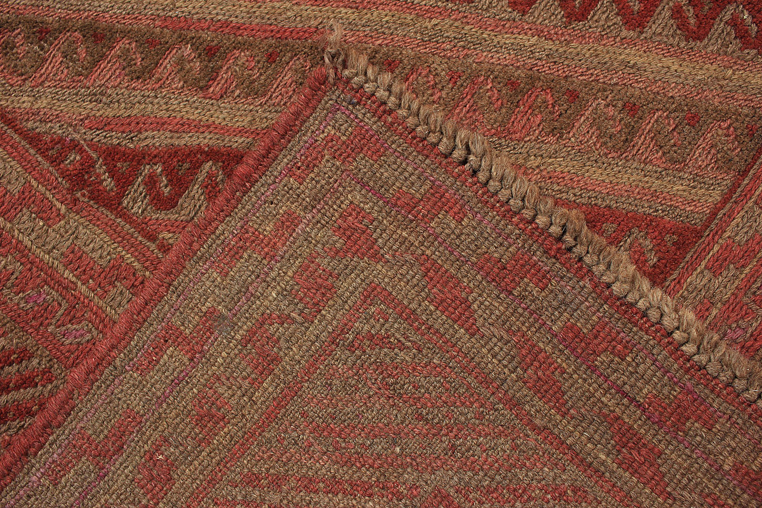 4' 6" x 6' 6 Brown Handmade Mashwani Afghan Rug Rectangular