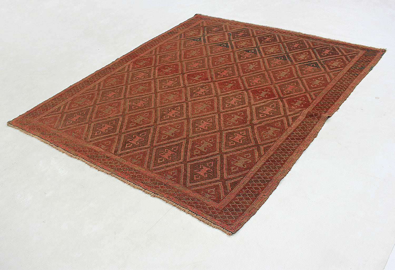 Brown Handmade Mashwani Afghan Rug Rectangular