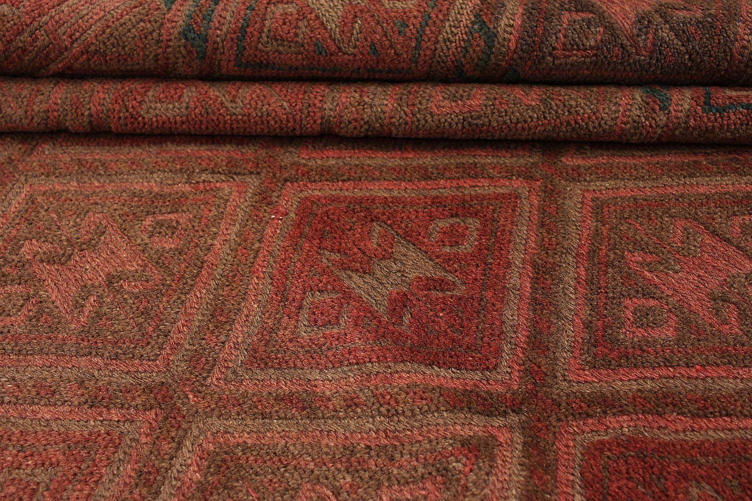 Brown Handmade Mashwani Afghan Rug Rectangular