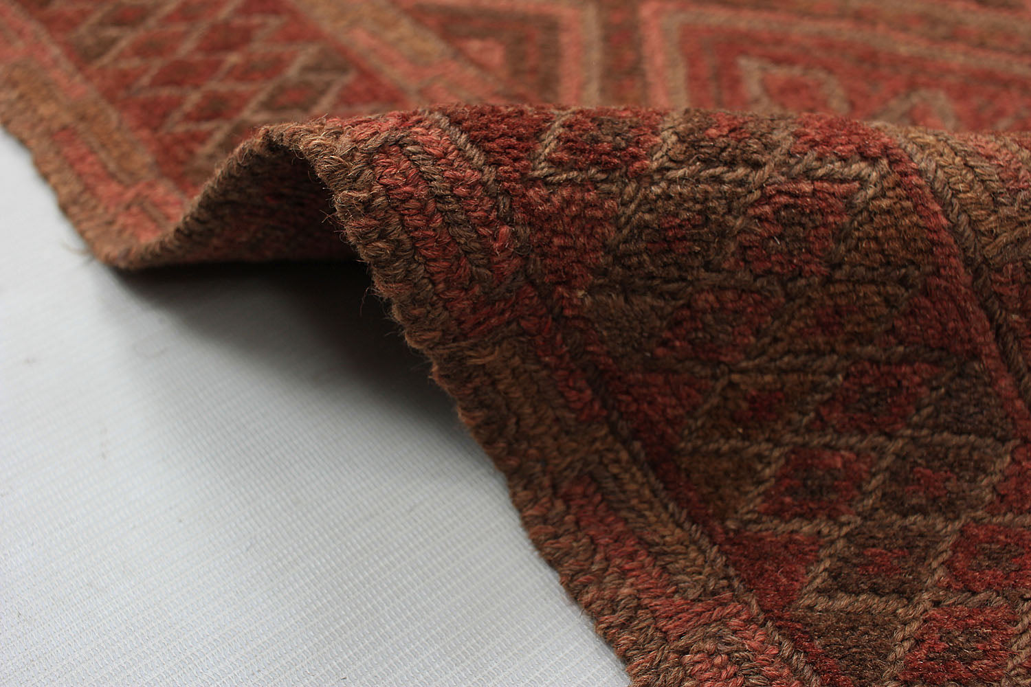 Brown Handmade Mashwani Afghan Rug Rectangular