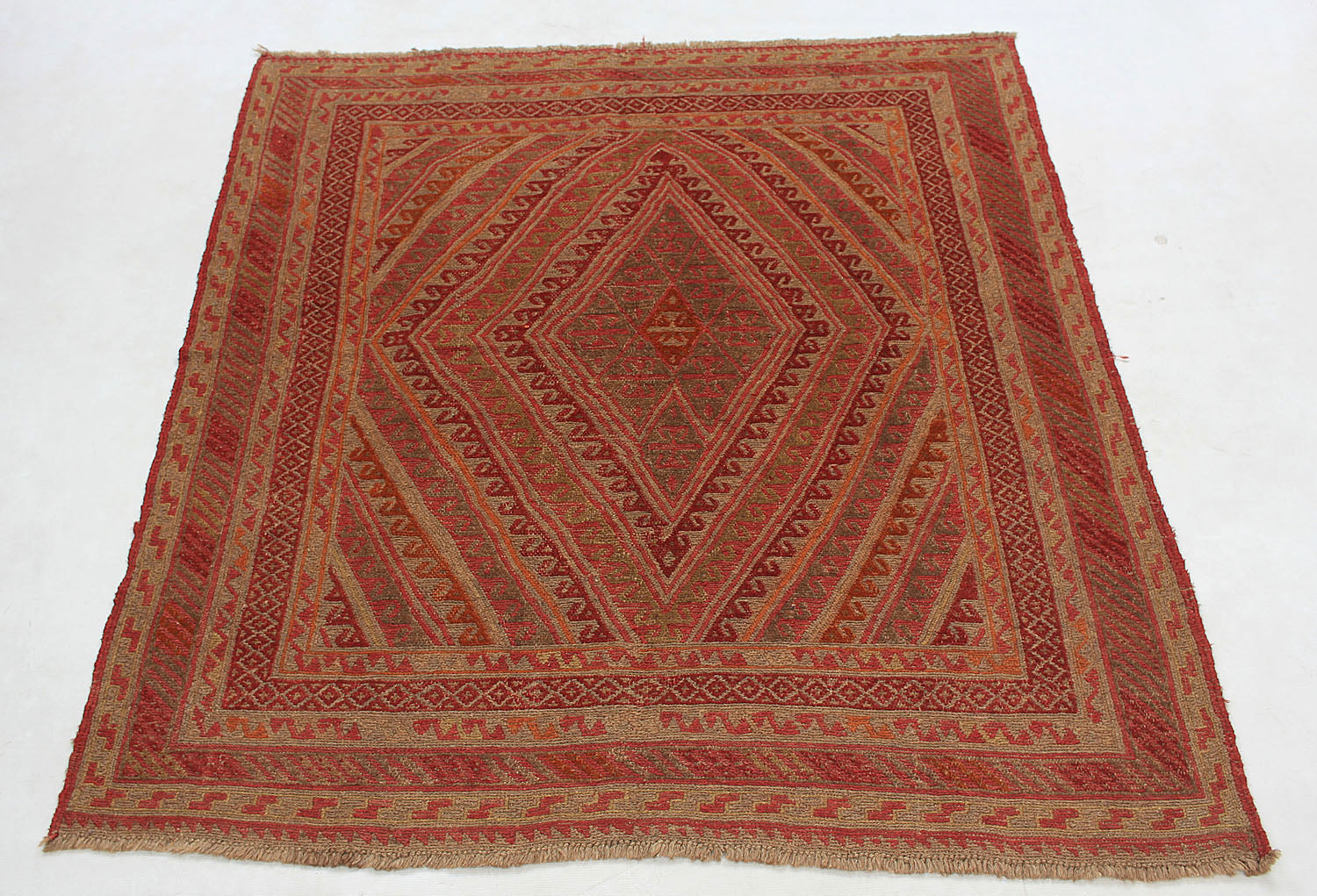Brown Handmade Mashwani Afghan Rug Rectangular