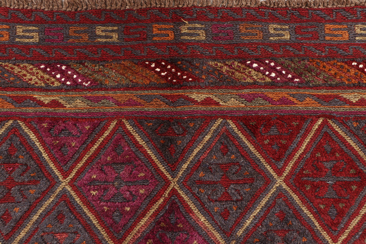 Red Handmade Mashwani Afghan Rug Rectangular