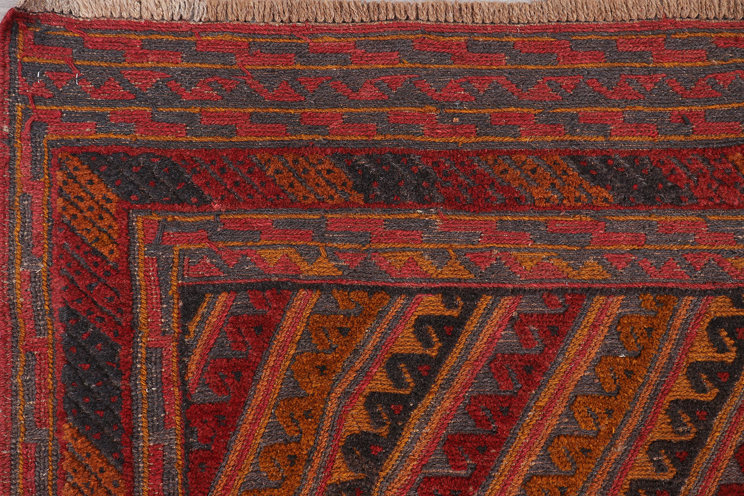 Red Handmade Mashwani Afghan Rug Rectangular