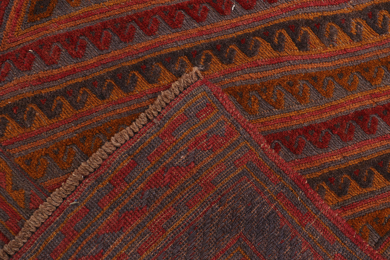 Red Handmade Mashwani Afghan Rug Rectangular