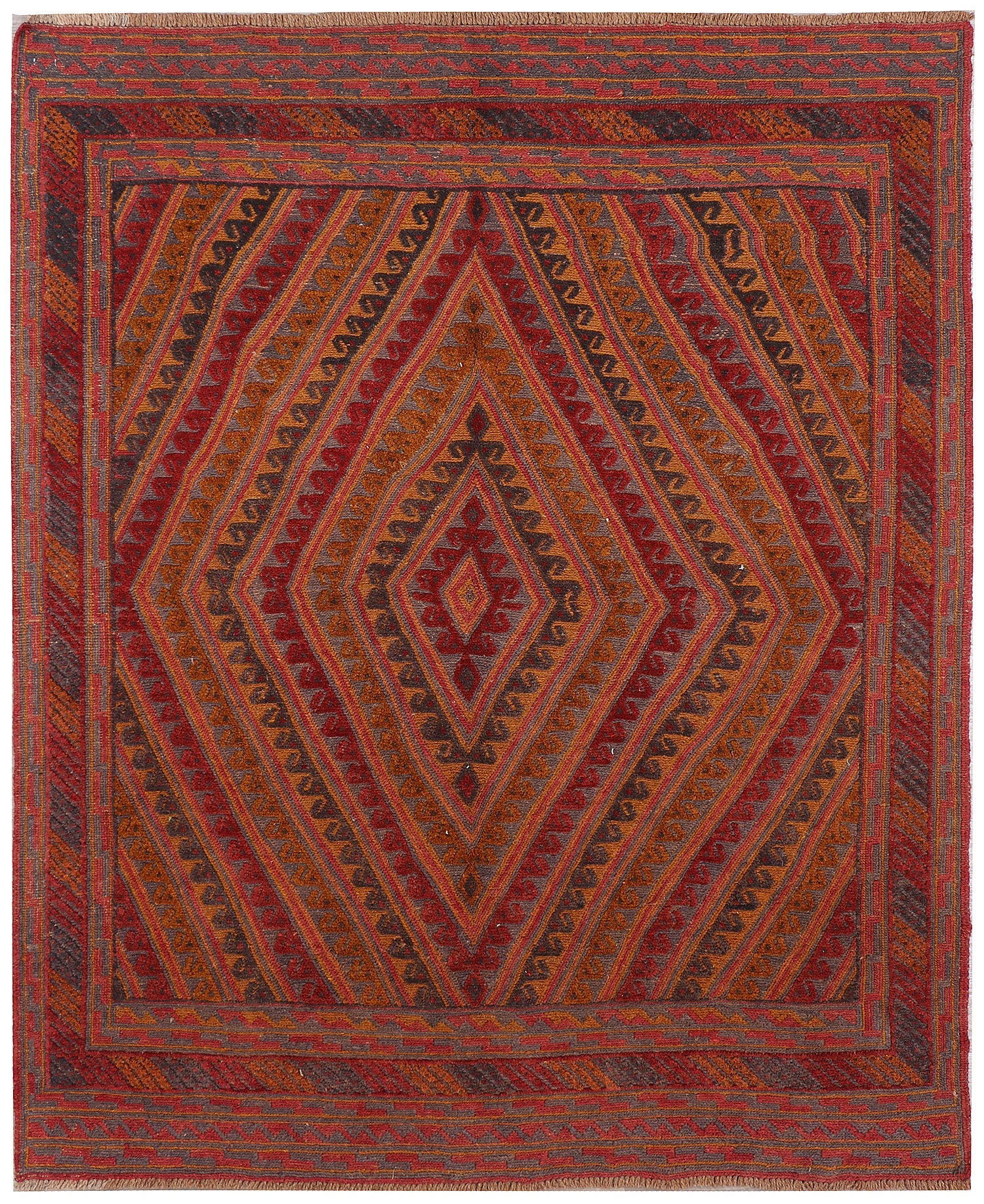 Red Handmade Mashwani Afghan Rug Rectangular