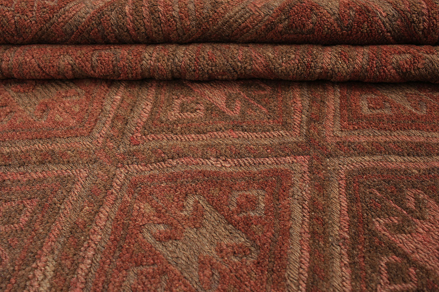Brown Handmade Mashwani Afghan Rug Rectangular