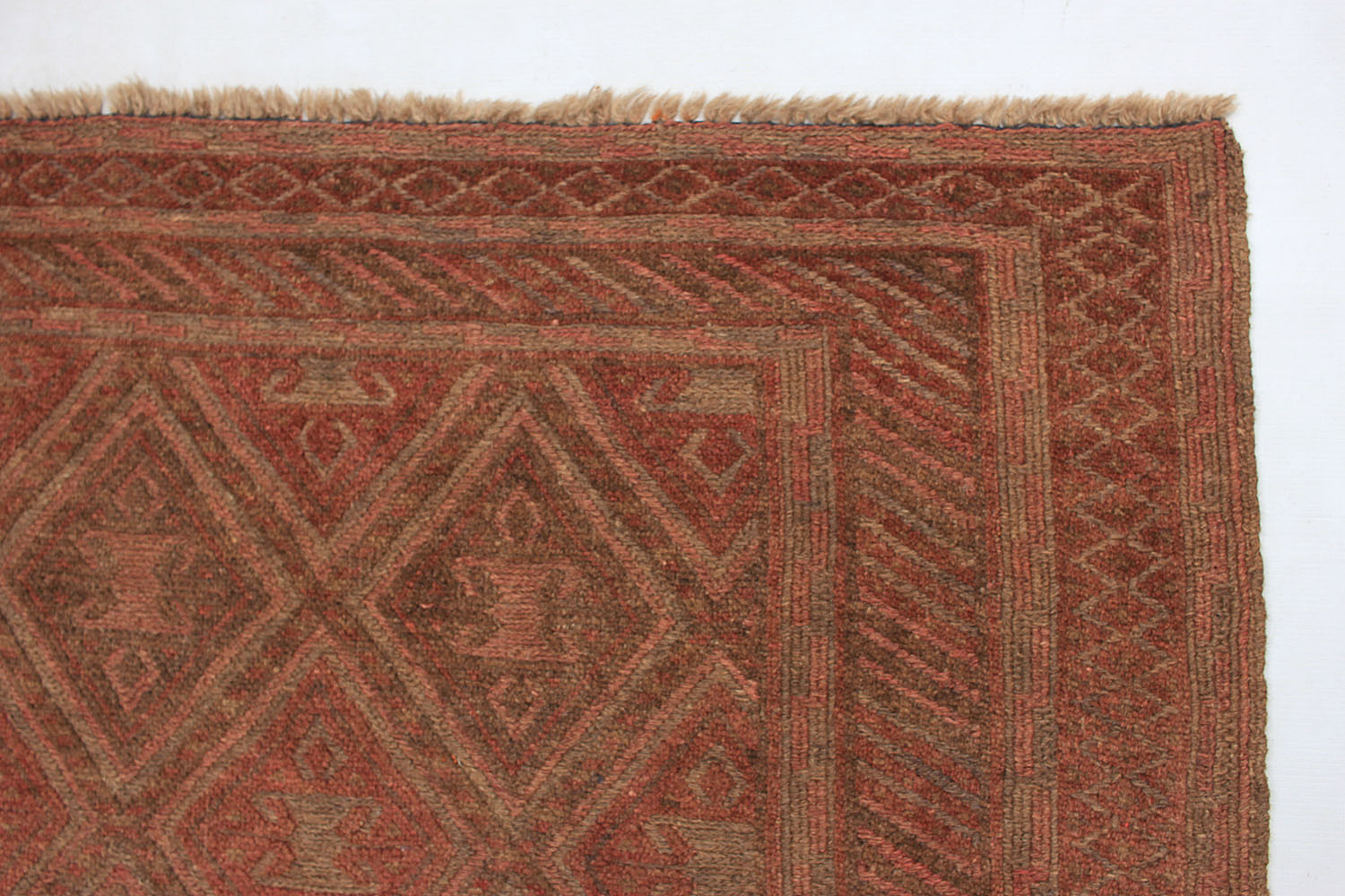 Brown Handmade Mashwani Afghan Rug Rectangular