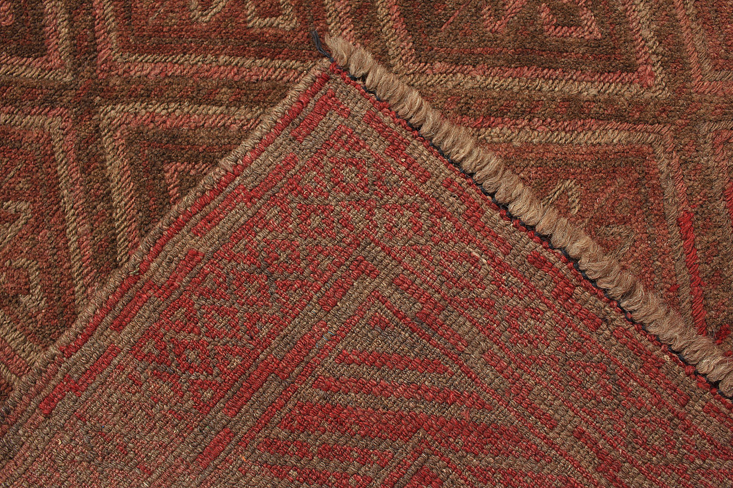 Brown Handmade Mashwani Afghan Rug Rectangular
