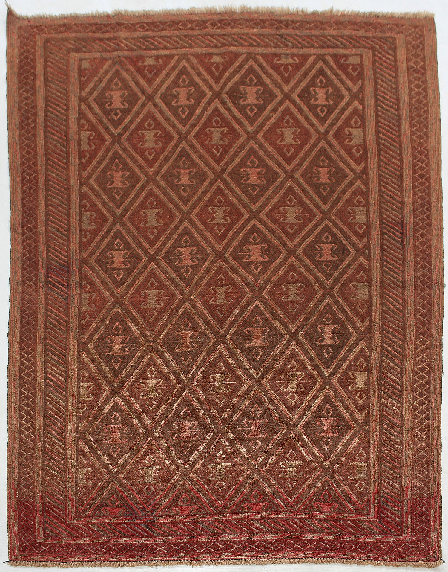 Brown Handmade Mashwani Afghan Rug Rectangular