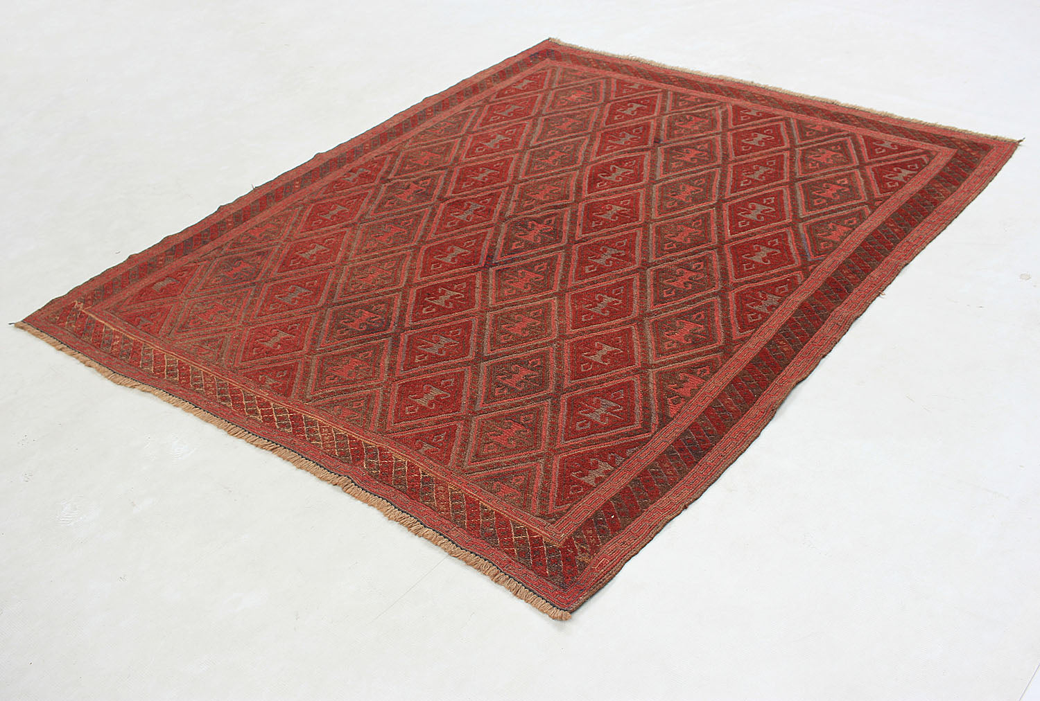 Brown Handmade Mashwani Afghan Rug Rectangular