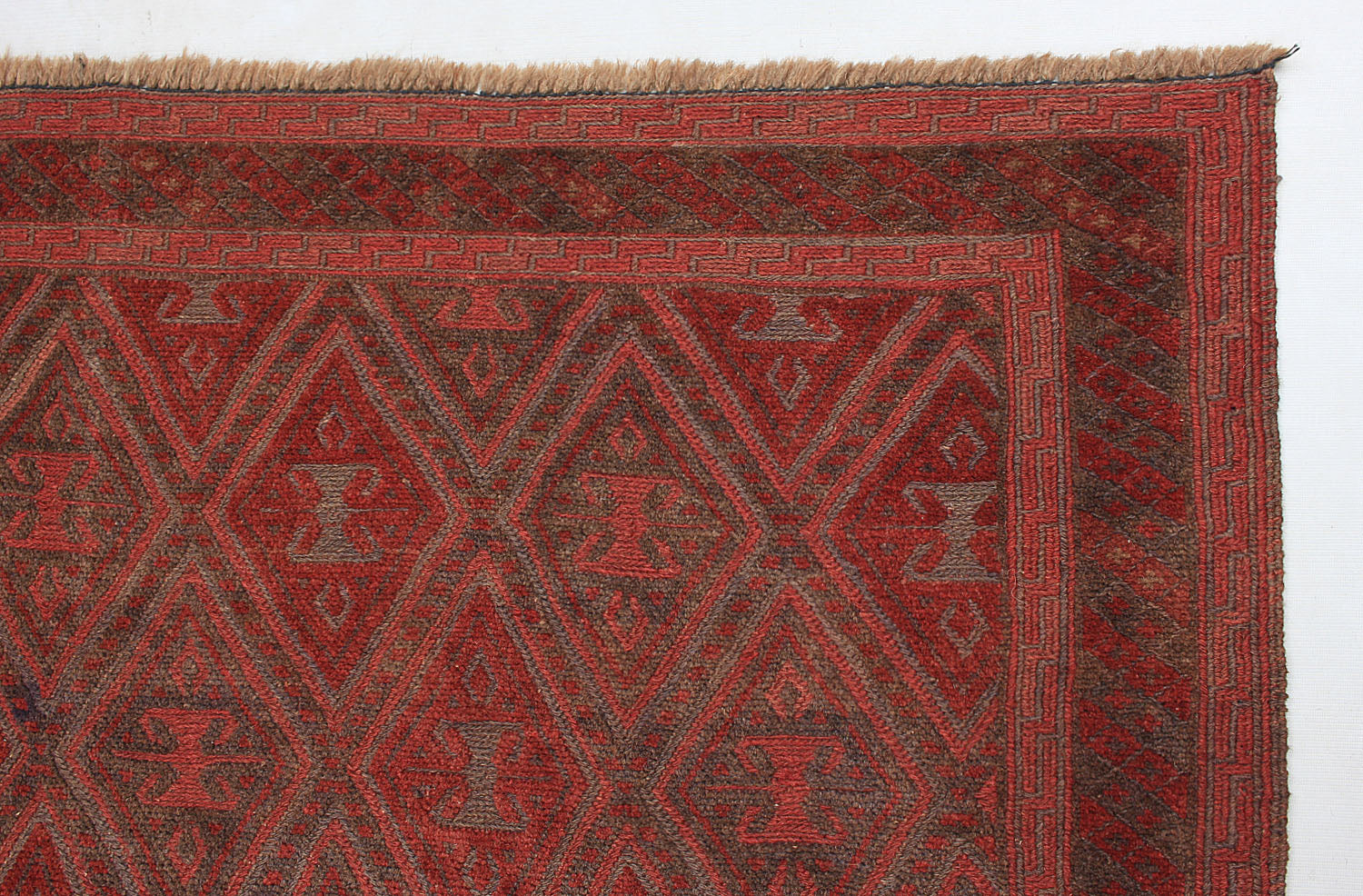 Brown Handmade Mashwani Afghan Rug Rectangular