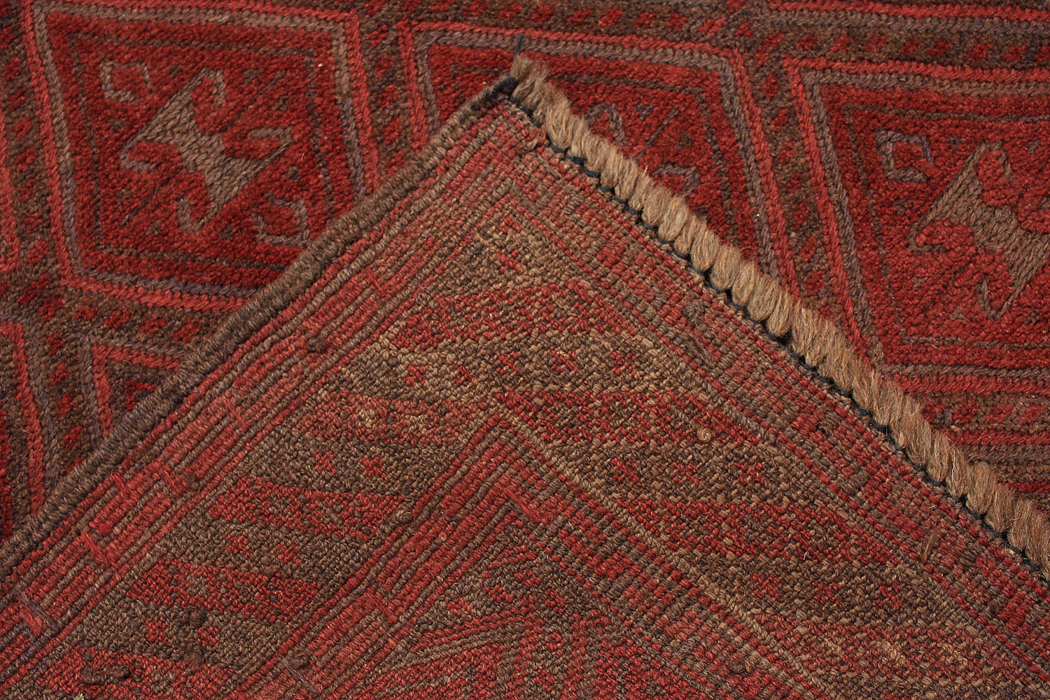 Brown Handmade Mashwani Afghan Rug Rectangular