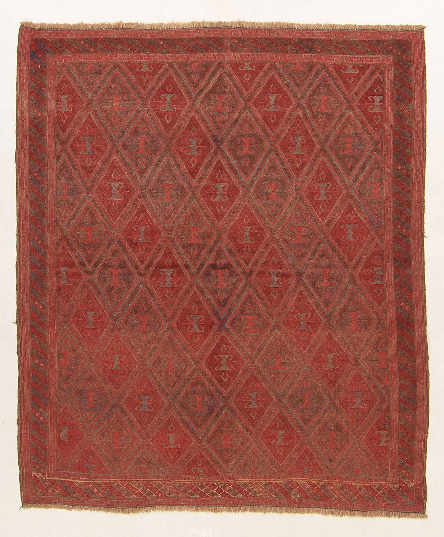 Brown Handmade Mashwani Afghan Rug Rectangular