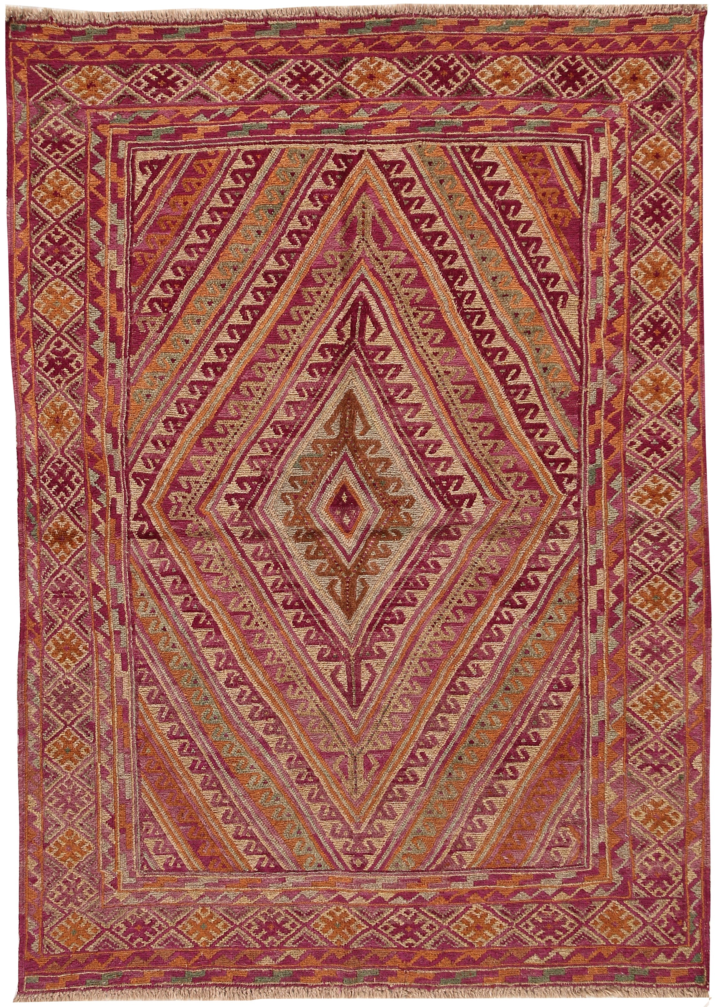 4' 6" x 6' 6 Multy Handmade Mashwani Afghan Rug Rectangular