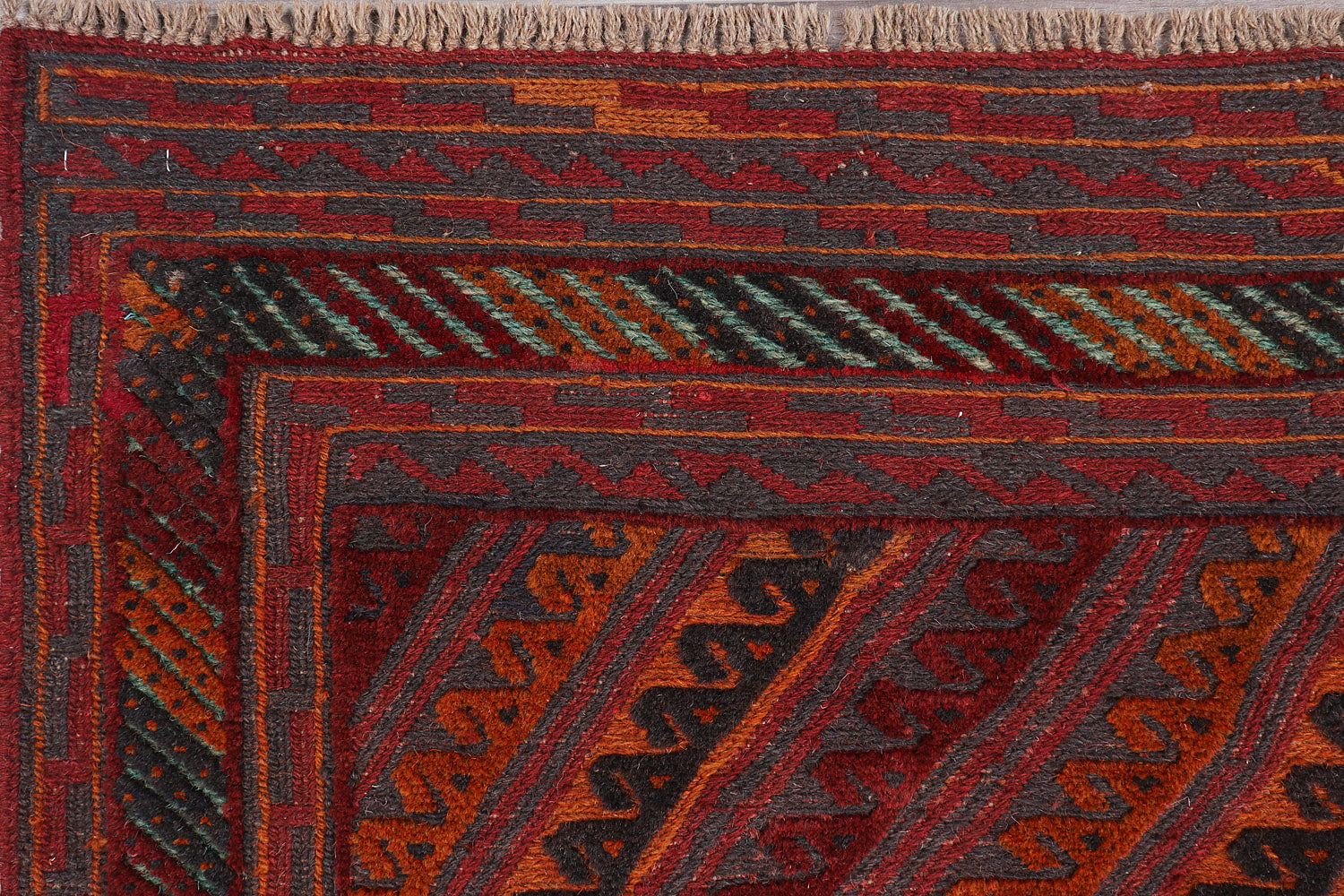 4' 6" x 6' 6 Red Handmade Mashwani Afghan Rug Rectangular