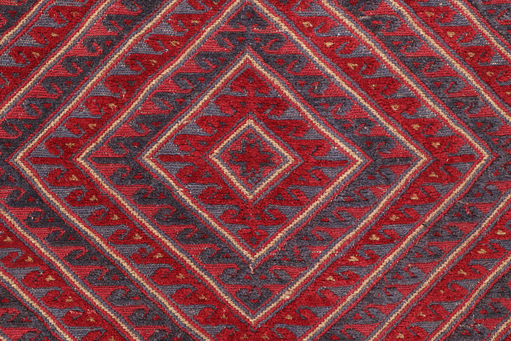 Red Handmade Mashwani Afghan Rug Rectangular