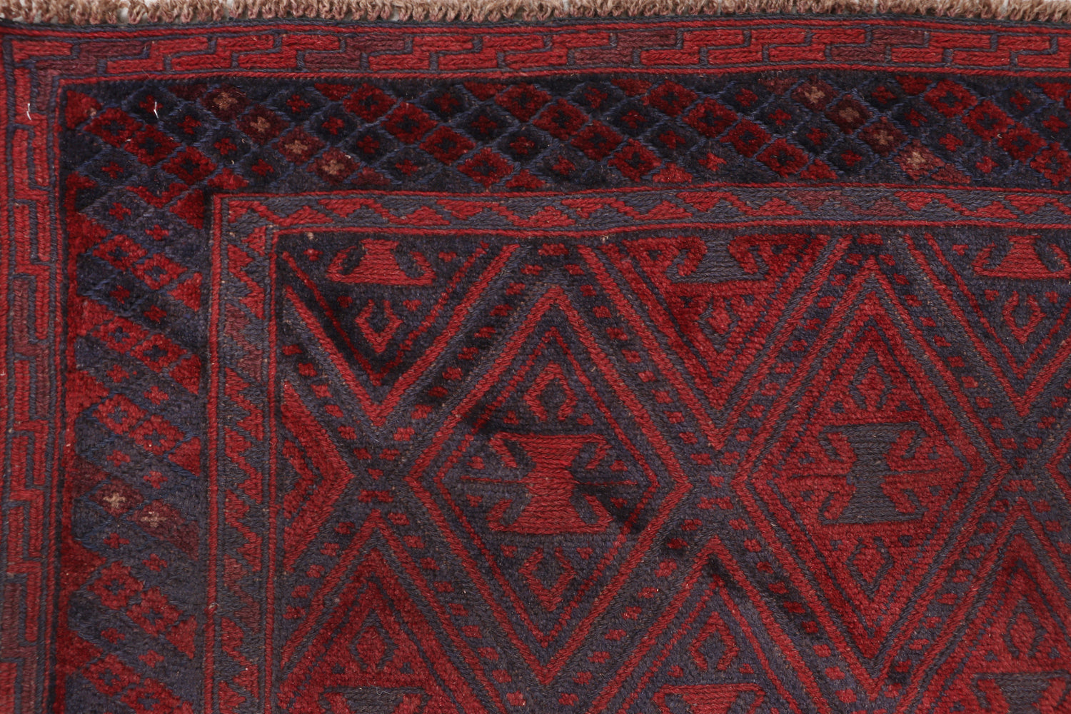 Red Handmade Mashwani Afghan Rug Rectangular