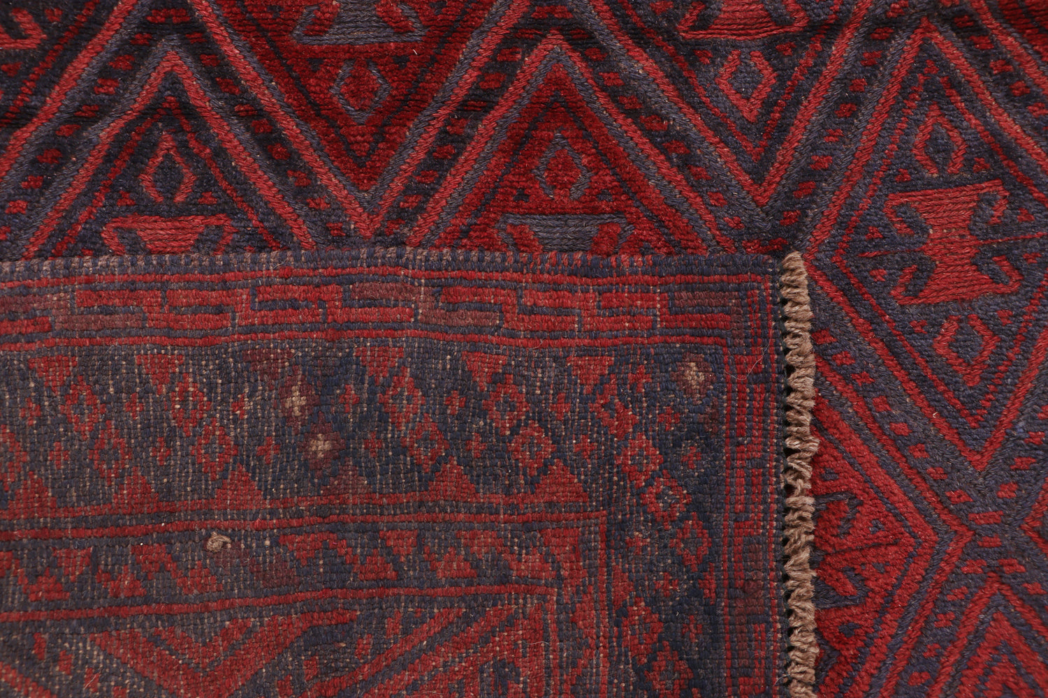 Red Handmade Mashwani Afghan Rug Rectangular