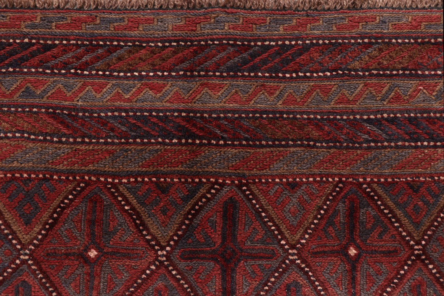 4' 6" x 6' 6 Red Handmade Mashwani Afghan Rug Rectangular