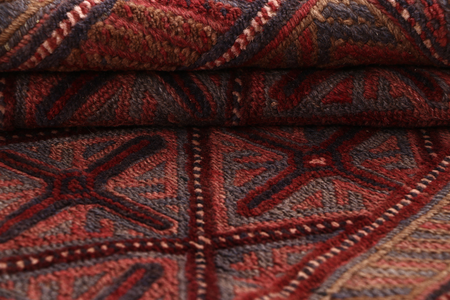 4' 6" x 6' 6 Red Handmade Mashwani Afghan Rug Rectangular