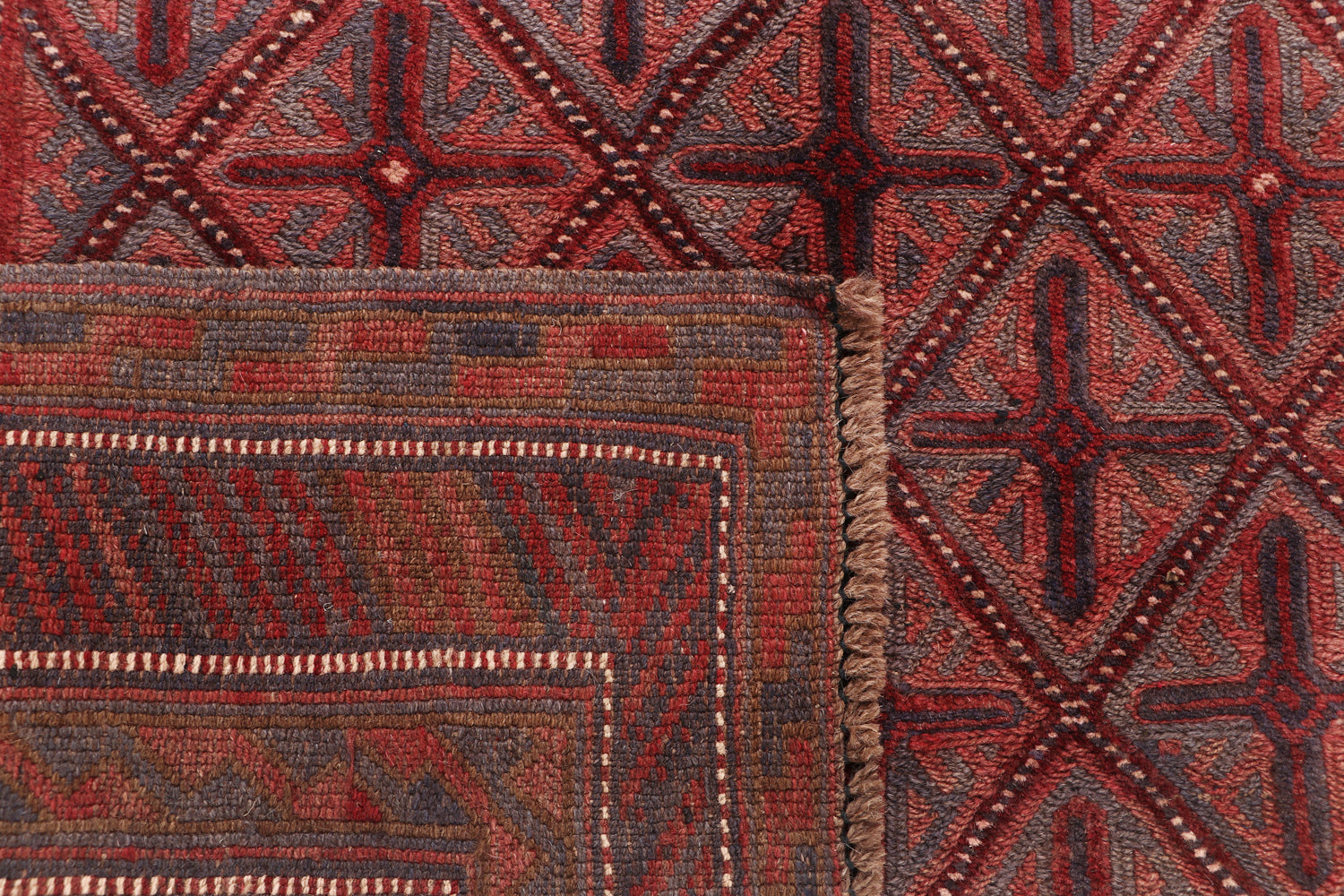 4' 6" x 6' 6 Red Handmade Mashwani Afghan Rug Rectangular