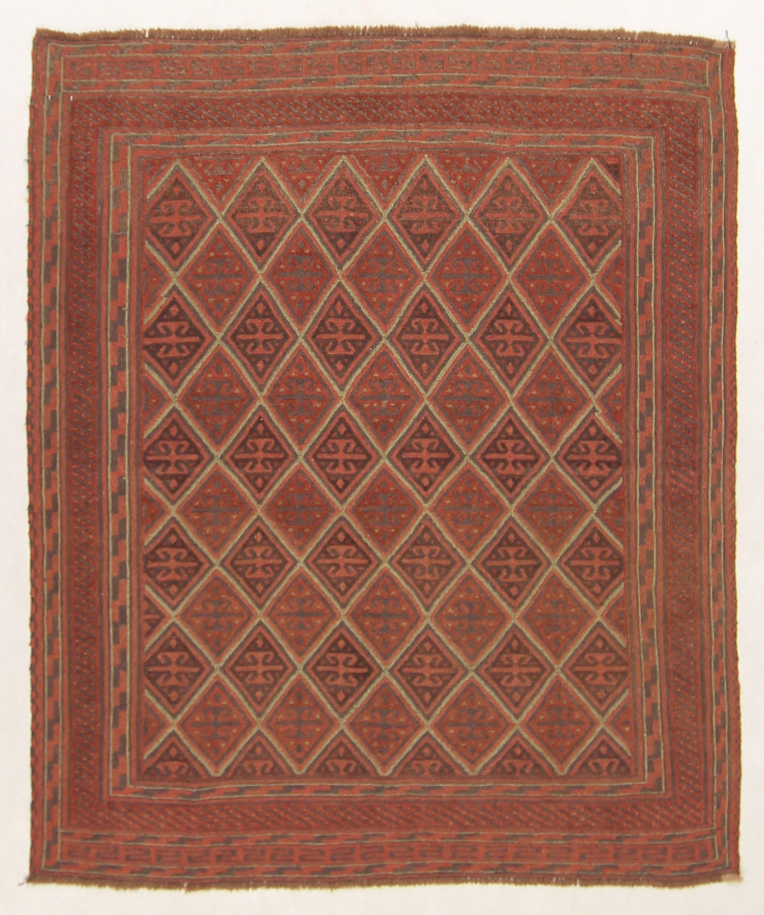 Brown Handmade Mashwani Afghan Rug Rectangular