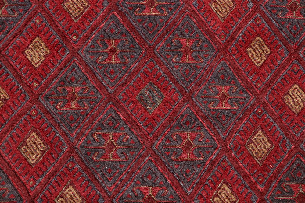 Red Handmade Mashwani Afghan Rug Rectangular