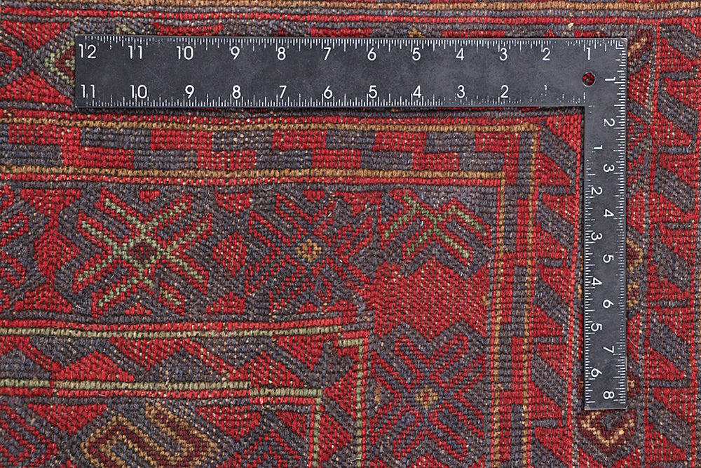 Red Handmade Mashwani Afghan Rug Rectangular