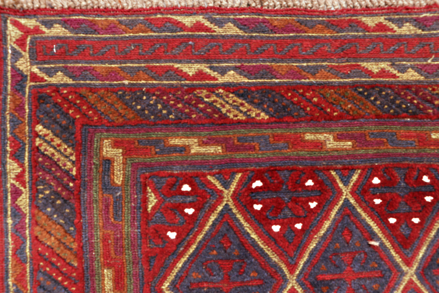 Red Handmade Mashwani Afghan Rug Rectangular