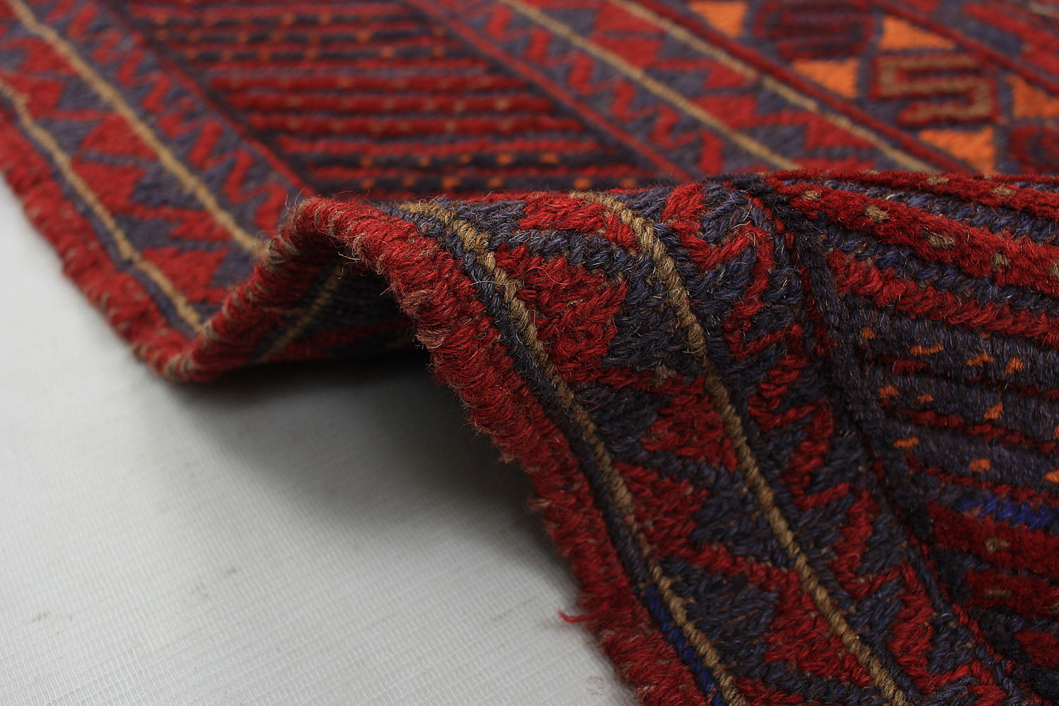 Red Handmade Mashwani Afghan Rug Rectangular