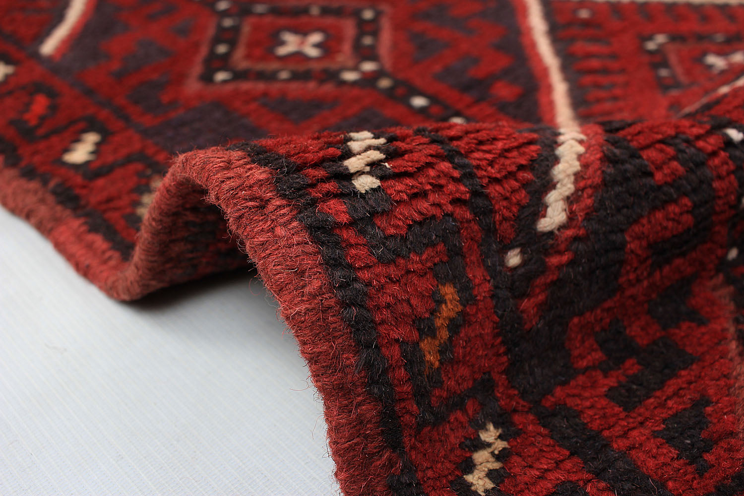 10' 6" X 2' 6" Red Handmade Mashwani Afghan Rug Runner
