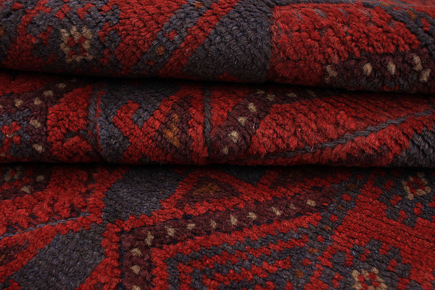 10' 6" X 2' 6" Red Handmade Mashwani Afghan Rug Runner